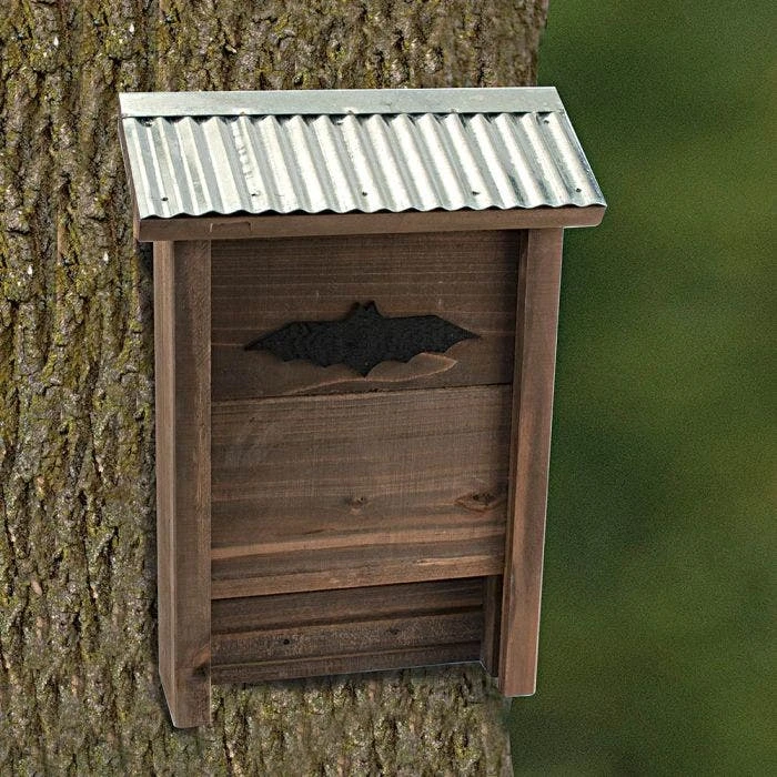 Rustic Farmhouse Bat House (Large) With Galvanized Roof & Bat Accent 4 Rustic Farmhouse Bat House (Large) With Galvanized Roof & Bat Accent - Image 2