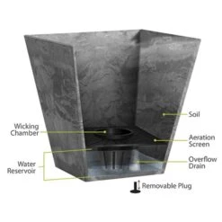 Ella Tall Planter, 13-1/2in Black -Gardeners Edge Sales 1713nyge inset