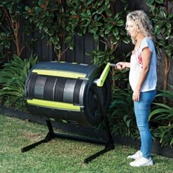 Maze 65 Gallon Compost Tumbler -Gardeners Edge Sales 1rsi mct d245a lifestyle