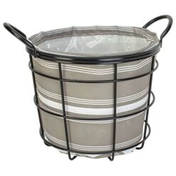 Modern Farmhouse Bushel Baskets With Bistro Print Liners - 10 In. Dia.