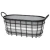 Modern Farmhouse Bushel Baskets With Bistro Print Liners - 16 In. Oval