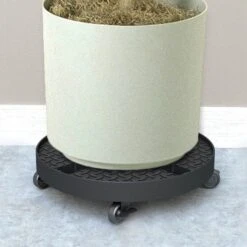 Heavy Weight 100% Recycled Plastic Plant Caddy - 14 In. Dia. -Gardeners Edge Sales 24784746w 1