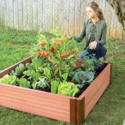 Tool Free Classic Sienna Raised Garden Bed 4ft X 4ft X 11in 2in Profile -Gardeners Edge Sales 300001084 3