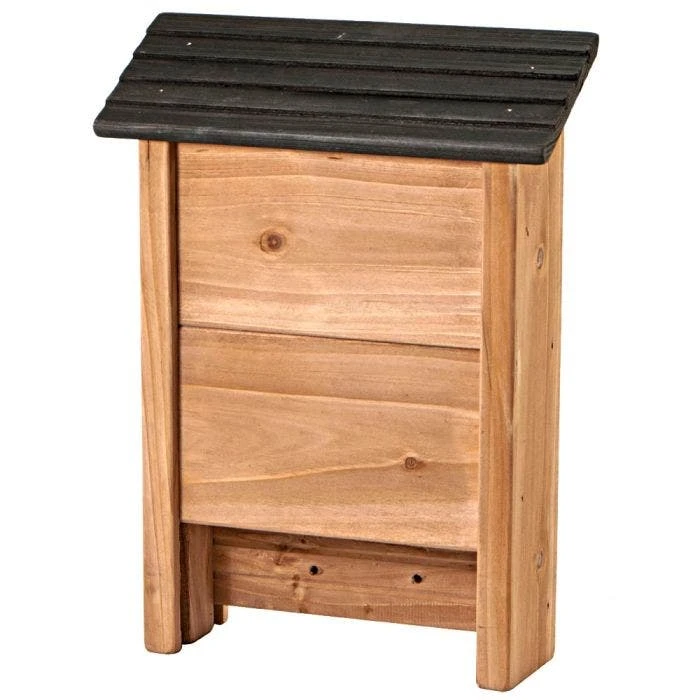 Wood Bat Shelter With Black Roof, Natural Wood 3 Wood Bat Shelter With Black Roof, Natural Wood
