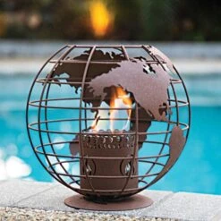 EchoFlame Meridian Fireplace -Gardeners Edge Sales 310363c live poolside