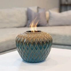 EchoFlame Corona Ceramic Accent Fireplace -Gardeners Edge Sales 46556a live inside