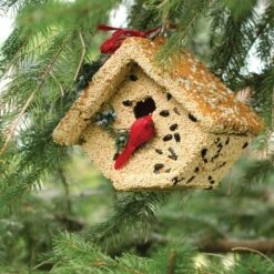 Wooden Decorated Wren House With Cardinal -Gardeners Edge Sales 734wh 4