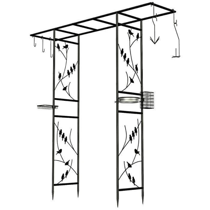 Bird Motif Arbor With Bird Feeding Station 3 Bird Motif Arbor With Bird Feeding Station