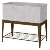 Galvanized Trough Style Raised Bed Planter On Rustic Stand -Gardeners Edge Sales 83479