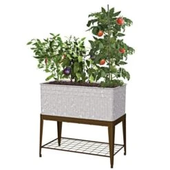 Galvanized Trough Style Raised Bed Planter On Rustic Stand -Gardeners Edge Sales 83479 1