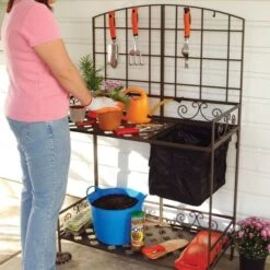 Wrought-Iron Decorative Foldable Potting Bench -Gardeners Edge Sales 89196 5