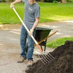 Leonard 6-Tine Forged Steel Manure Fork, 54-inch Straight Handle -Gardeners Edge Sales amf6 4