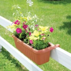 24-inch Adjustable Railing Planter - Terra Cotta -Gardeners Edge Sales arp24 tc 3