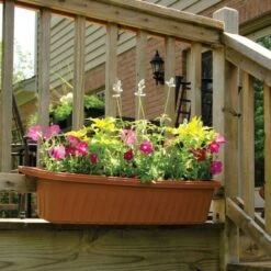 32-inch Adjustable Railing Planter Terra Cotta -Gardeners Edge Sales arp32 tc 3