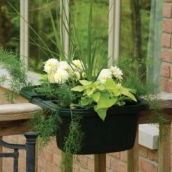 16-inch Double-Sided Adjustable Railing Planter - Green 10 16-inch Double-Sided Adjustable Railing Planter - Green -Gardeners Edge Sales arpds16 7g 4