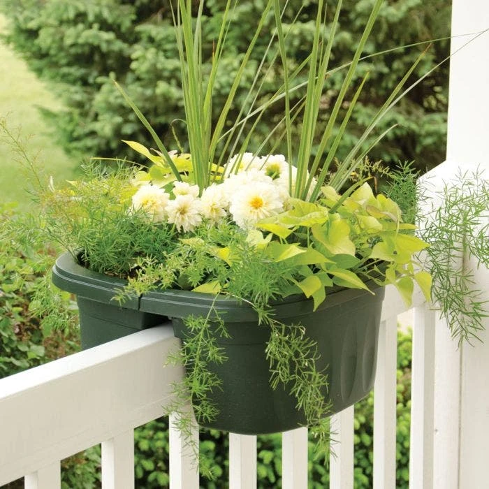 16-inch Double-Sided Adjustable Railing Planter - Green 7 16-inch Double-Sided Adjustable Railing Planter - Green - Image 5