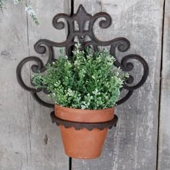 Cast-Iron Single Flowerpot Holder, Antique Brown -Gardeners Edge Sales bph40am 2 1
