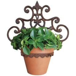 Cast-Iron Single Flowerpot Holder, Antique Brown -Gardeners Edge Sales bph40am 3