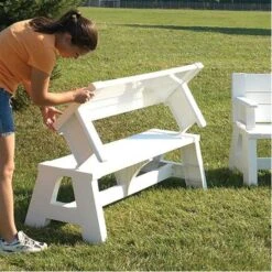 Quick-Change White Convertible Bench, 5-foot -Gardeners Edge Sales cab 60 3