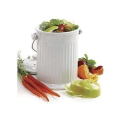 Odor-Free Compost Keeper Ceramic Crock White 1 Gallon -Gardeners Edge Sales cc93 2