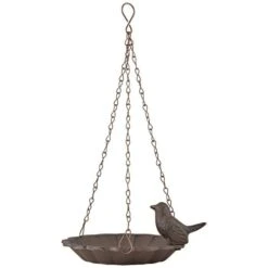 Hanging Feeding Tray/Bird Bath, Cast Iron, Antique Brown