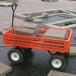 Leonard Orange Utility Wagon, Flat-Free Tires -Gardeners Edge Sales fgw45 5