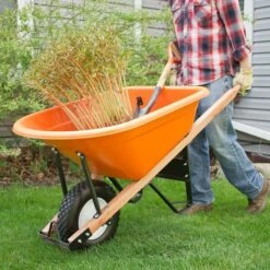Leonard 6 Cu. Ft. Poly Tray Wheelbarrow With Diamond Tread Flat Free Tire -Gardeners Edge Sales fwb6k 3