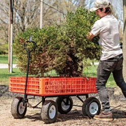 Leonard Orange Utility Wagon, 30in X 46in X 7.5in Tray 10 Leonard Orange Utility Wagon, 30in X 46in X 7.5in Tray -Gardeners Edge Sales gw45 5 1