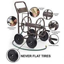 Liberty Garden Hose Wagon With Flat Free Tires, 250ft Capacity -Gardeners Edge Sales hw250ff callouts