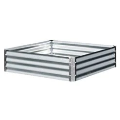 EarthMark Galvanized Metal Raised Garden Bed Low Square 40x40