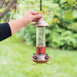 Embossed Decorative Glass Hummingbird Feeder -Gardeners Edge Sales na35240 6