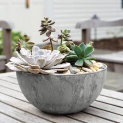 Self-Watering Napa Bowl Planter Grey -Gardeners Edge Sales nb31120 3