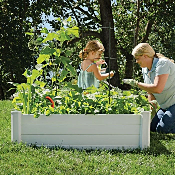 NuVue Raised Garden Bed, 4ft W X 4ft D X 15in H White 4 NuVue Raised Garden Bed, 4ft W X 4ft D X 15in H White - Image 2