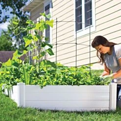 NuVue Raised Garden Bed, 4ft W X 4ft D X 15in H White 10 NuVue Raised Garden Bed, 4ft W X 4ft D X 15in H White -Gardeners Edge Sales nvrb 3