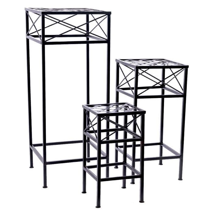 Cross Hatch Square Plant Stands, 3 Piece Set 3 Cross Hatch Square Plant Stands, 3 Piece Set