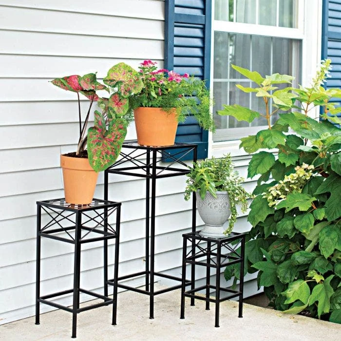 Cross Hatch Square Plant Stands, 3 Piece Set 4 Cross Hatch Square Plant Stands, 3 Piece Set - Image 2