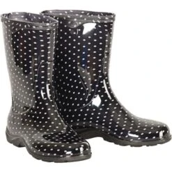 Sloggers Boots Black With White Polka Dots Size 8