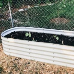 Vego 6 In 1 Modular Metal Raised Bed, Pearl White -Gardeners Edge Sales vb6n1 wh 3 1