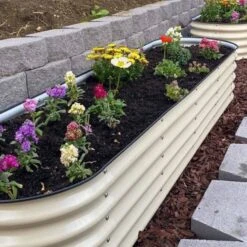 Vego 9 In 1 Modular Metal Raised Bed, Pearl White -Gardeners Edge Sales vb9n1 wh 3 1