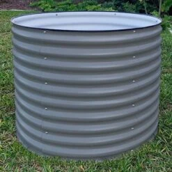 Vego Extra Tall Round Metal Raised Bed, Modern Grey