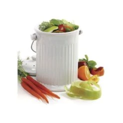 Odor-Free Compost Keeper Ceramic Crock With Filter 1 Gallon