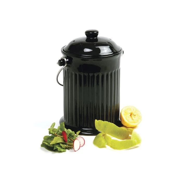 Odor-Free Compost Keeper Ceramic Crock With Filter 1 Gallon 4 Odor-Free Compost Keeper Ceramic Crock With Filter 1 Gallon - Image 2