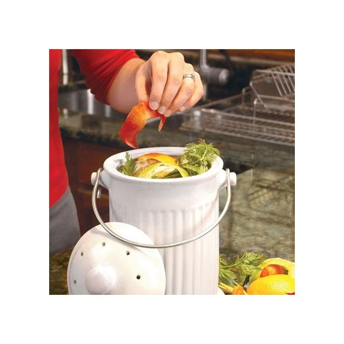 Odor-Free Compost Keeper Ceramic Crock With Filter 1 Gallon 7 Odor-Free Compost Keeper Ceramic Crock With Filter 1 Gallon - Image 5