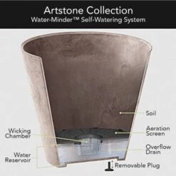 Self-Watering Napa Round 12" Planter Rust 5 Self-Watering Napa Round 12" Planter Rust -Gardeners Edge Sales vp nr08xx cutaway 3