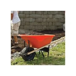 Leonard 6-Cubic-Foot Capacity Poly Tray Wheelbarrow With Pneumatic Tire -Gardeners Edge Sales wb6 3 1